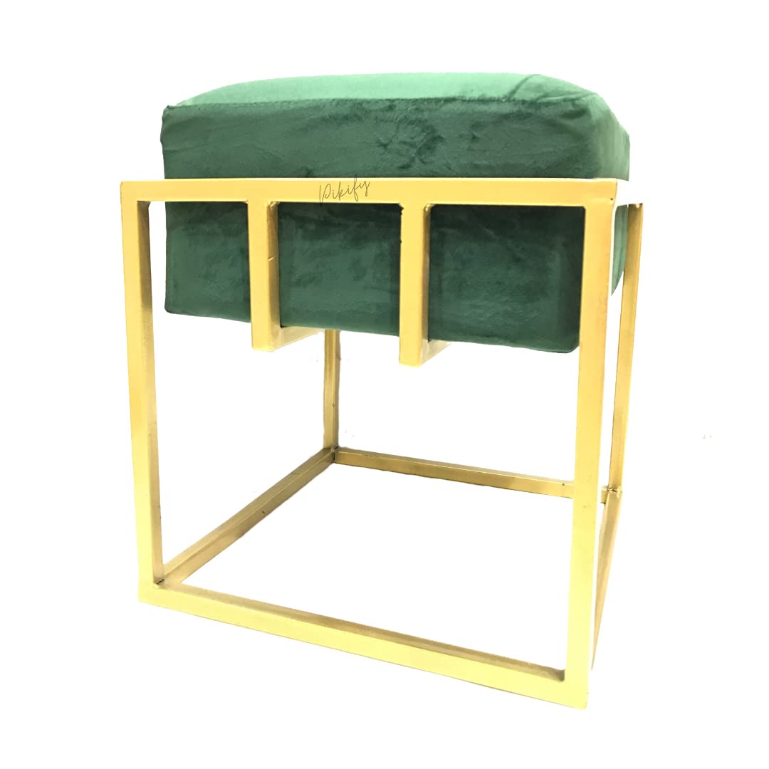 Taller pouffe stool in forest green