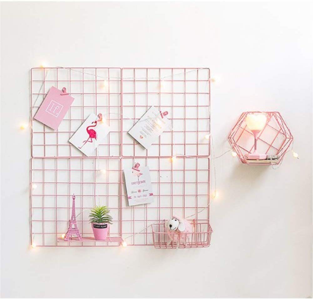 Pikify pink square steel grid photo frame
