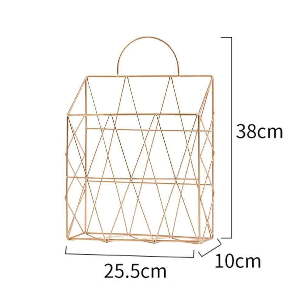 Gold basket mounted on a wall