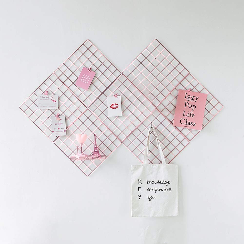 Pink grid with photographs
