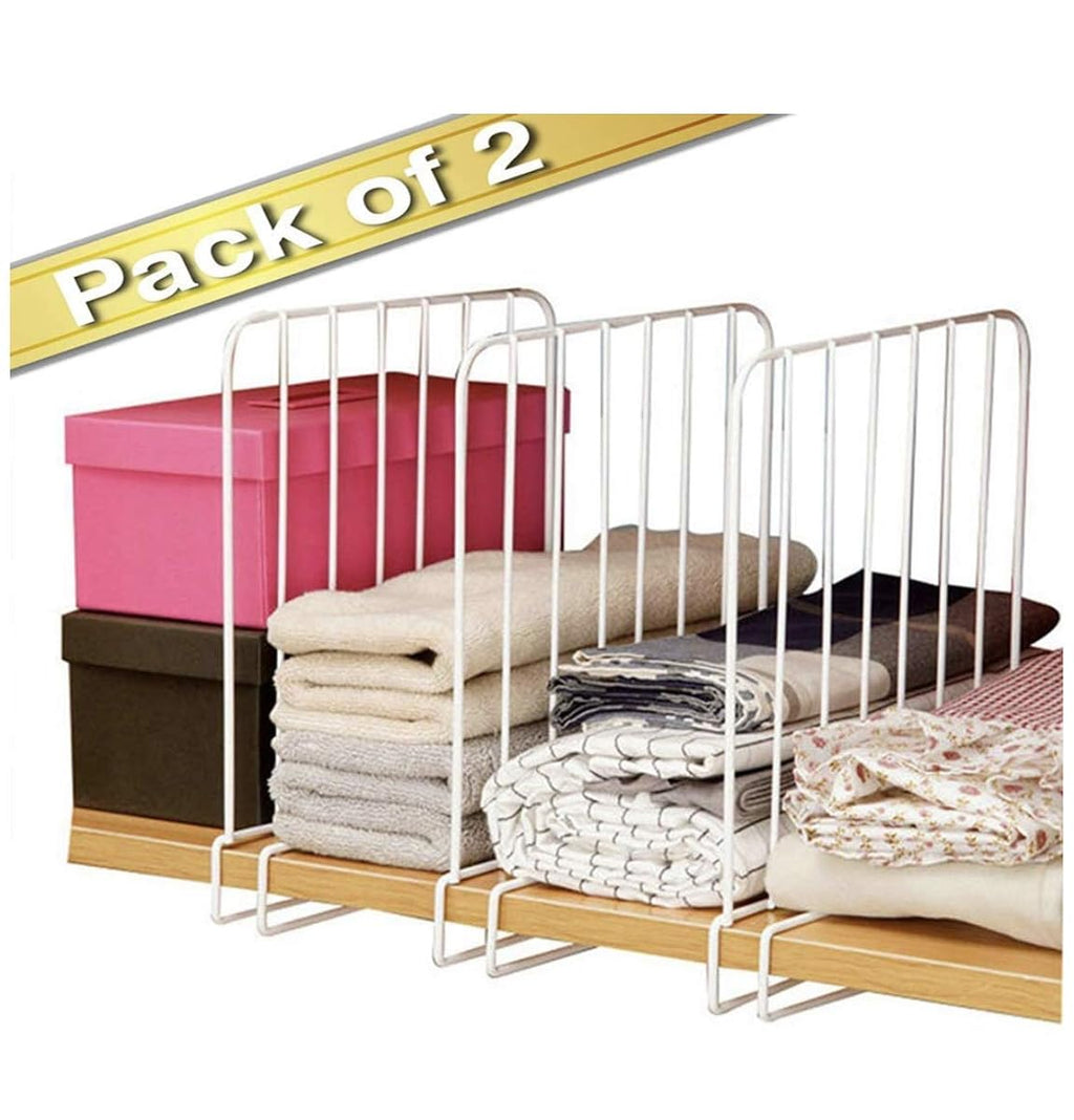 Pikify white wooden closet shelf organiser