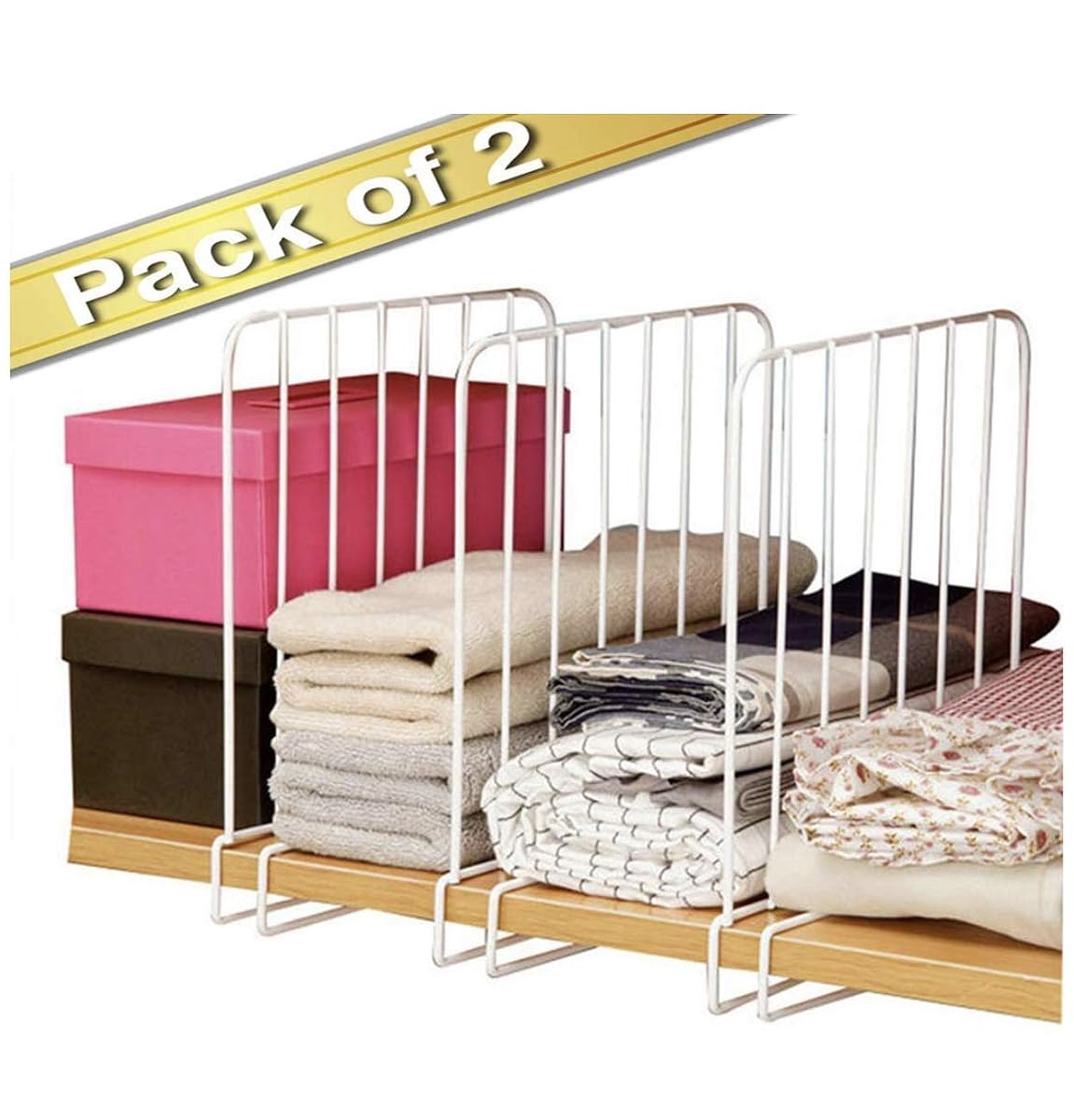Pikify white wooden closet shelf organiser