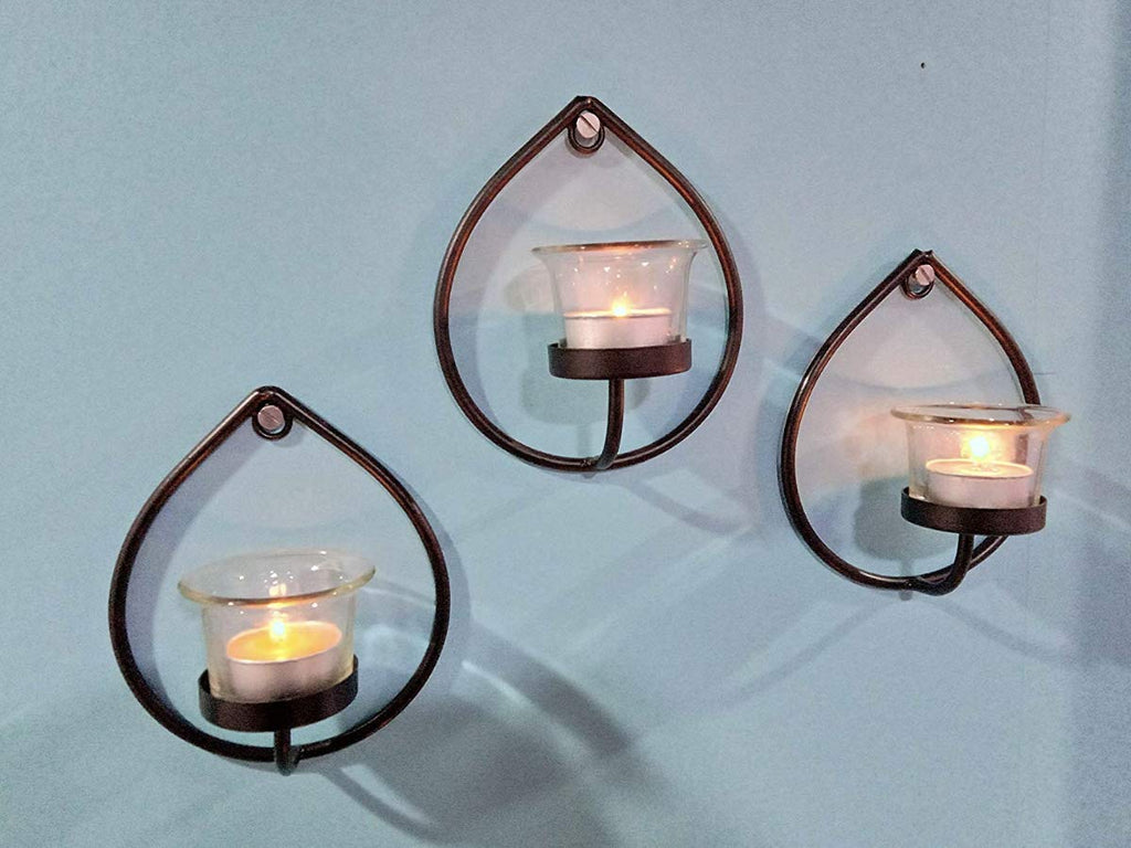 Set of three wall tealight holders