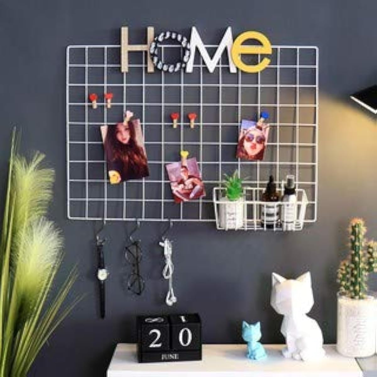 Pikify white steel grid photo frame, 45 by 65 cm